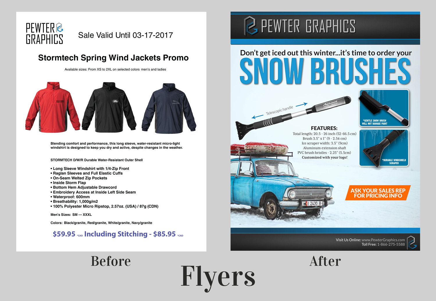 Flyers before & after